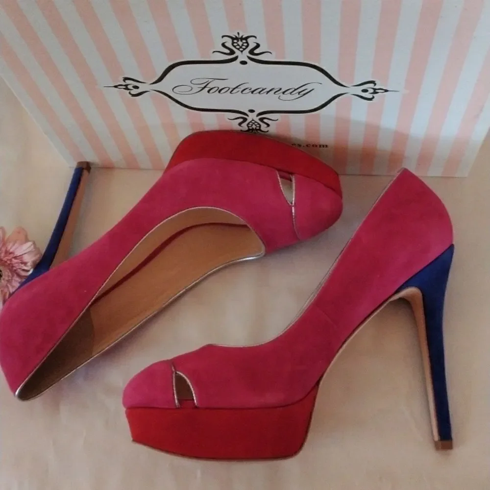 Footcandy Color Block Platform Heels - Picture 5 of 13